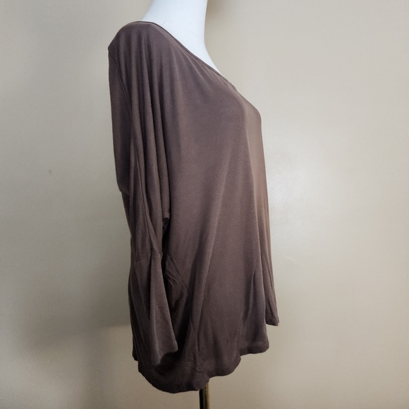 Brown Off-The-Shoulder Relaxed Tee, Women's S - Picture 10 of 12